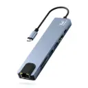 موزع USB-C متعدد الوظائف من باوا 7 في 1 مع منفذ HDMI بدقة 4K - أسود