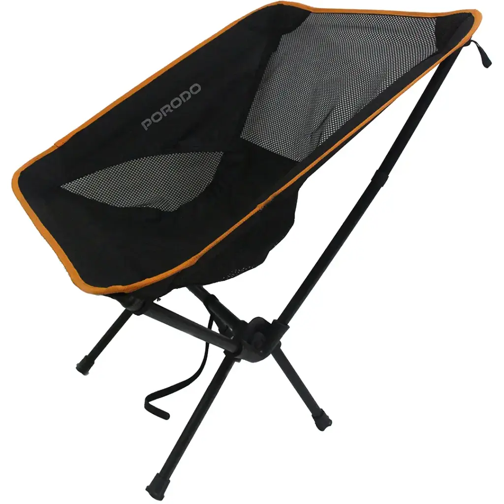 Porodo Lifestyle Mesh Fabric Comfort Camping Chair with Handy Storage Pouch - Black