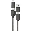 Porodo 4-In-1 Braided High-Speed Charging Cable - Black