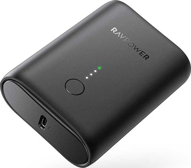 بنك طاقة RAVPower ثنائي المنافذ بتقنية الشحن السريع PD من بايونير، معتمد من MFi، بسعة 10000 مللي أمبير وقوة 18 واط - أسود | RP-PB206-BK