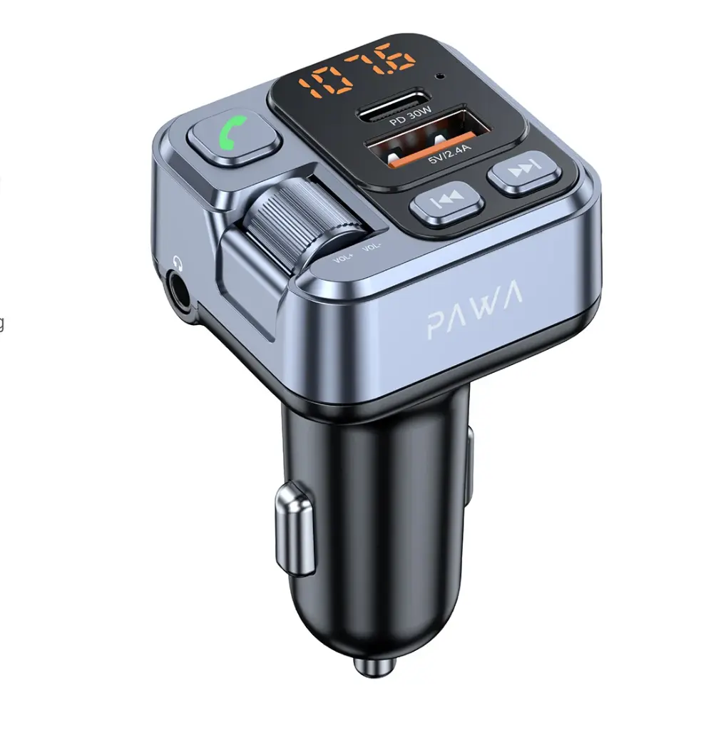 Pawa Wireless FM Transmitter & Car Charger PD30W - Black