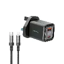 Porodo Dual-Port | Digital Display Quick Charger C to C Cable - Black