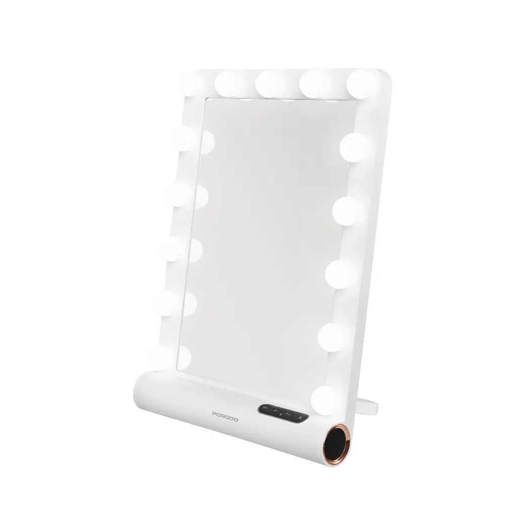 Porodo Lifestyle Hollywood Vanity Lighted Mirror - White/Rose Gold 