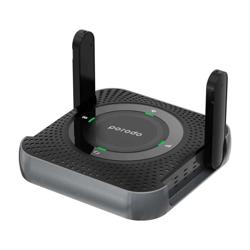 جهاز توجيه لاسلكي محمول من بورودو يدعم تقنية CPE MiFi 3G/4G ببطارية 4000 مللي أمبير - أسود/رمادي