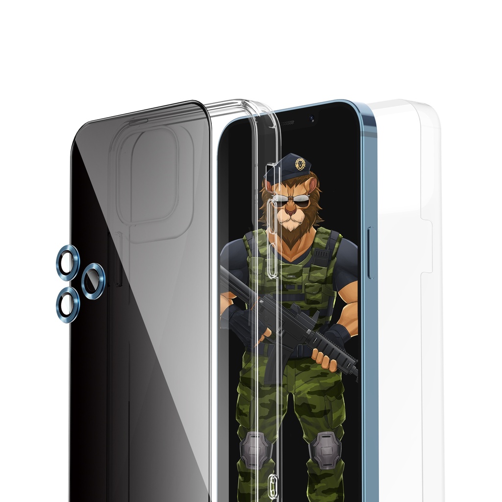 Green Lion 4 in 1 360° Privacy Protection Pack For iPhone 12 Pro Max - Gold