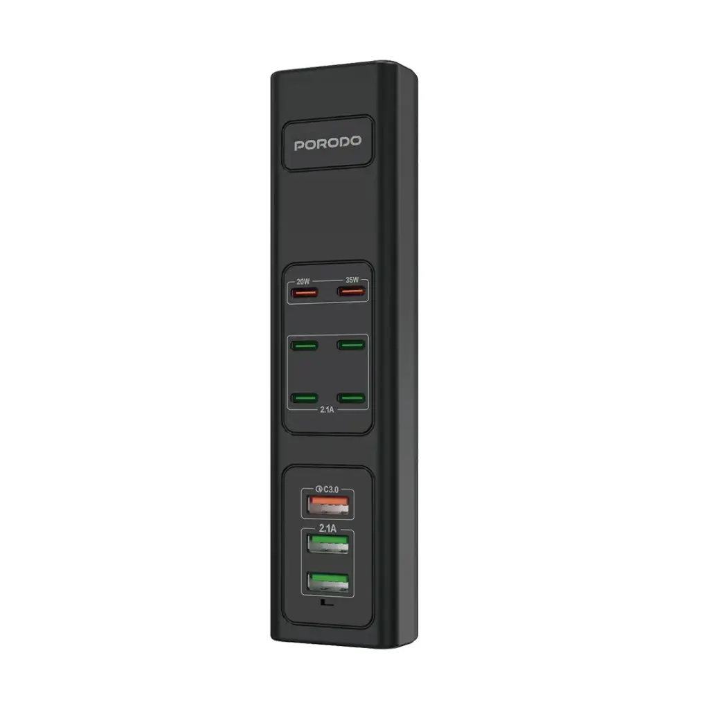 موزع شحن USB متعدد المنافذ من بورودو بقوة 85 واط - أسود