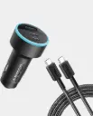 أنكر شاحن سيارة باور درايف 335 بقدرة 67 واط مع كابل USB-C بطول 3 أقدام – أسود