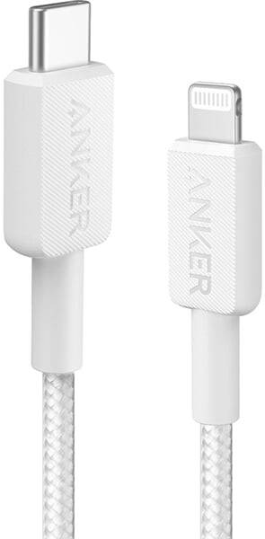 ANKER 322 USB-C TO LIGHTNING CABLE 3FT BRAIDED WHITE