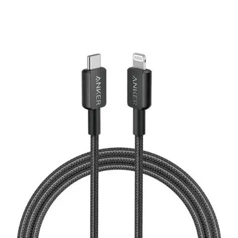 أنكر كابل 322 مجدول من USB-C إلى لايتنينغ بطول 6 أقدام – أسود