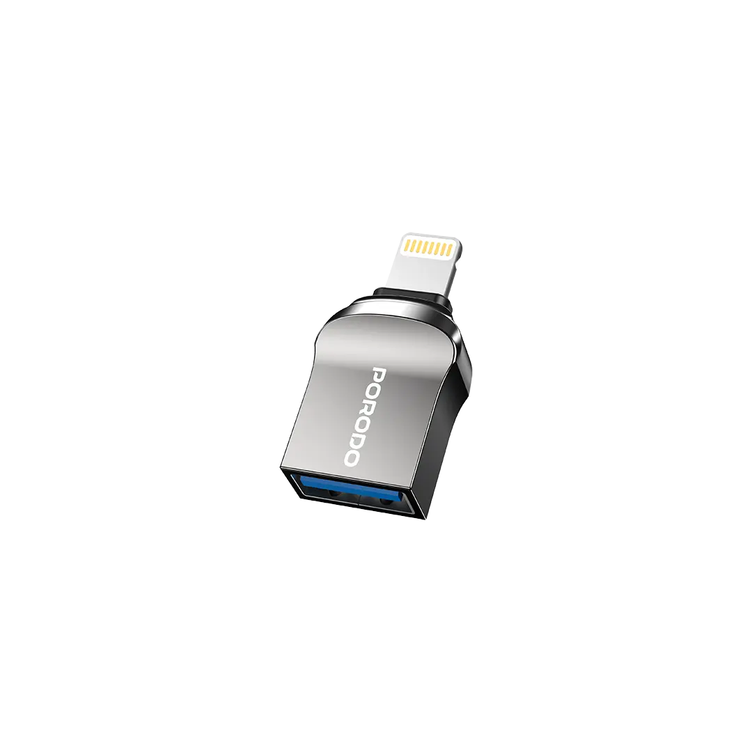 PORODO USB A TO LIGHTNING CONNECTOR 0.12M BLACK