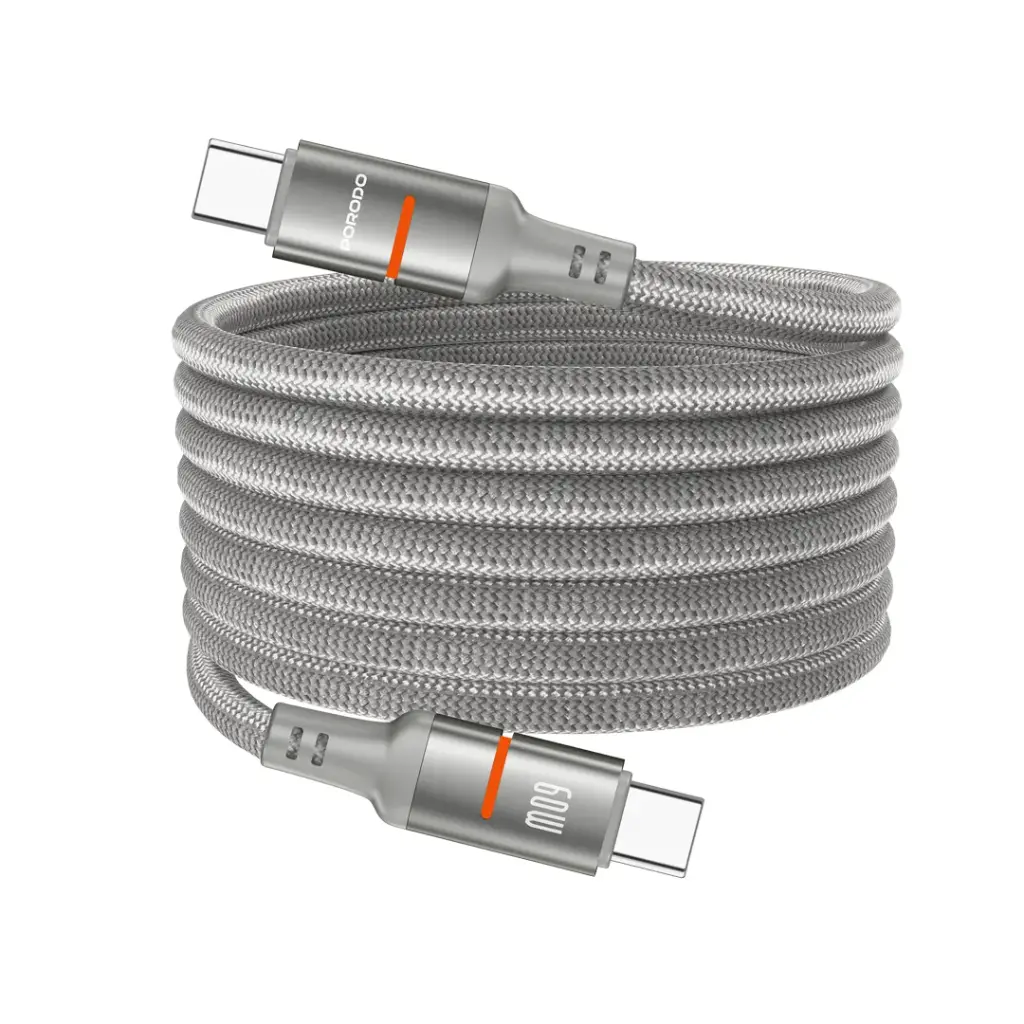Porodo 60W USB-C To USB-C Magnetic Braided Cable 1.2m