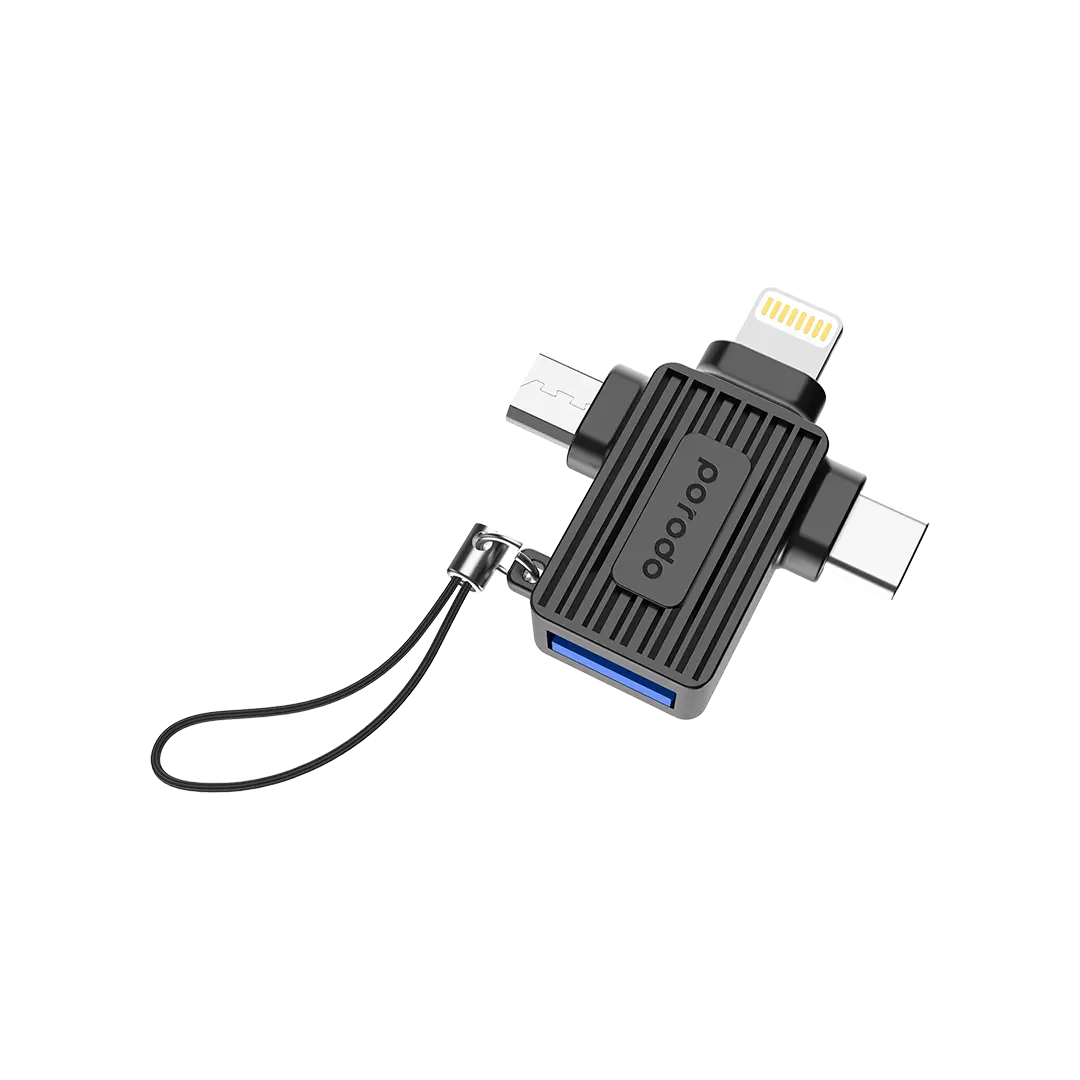 بورودو محول USB-A إلى لايتنينغ ومايكرو USB وUSB-C