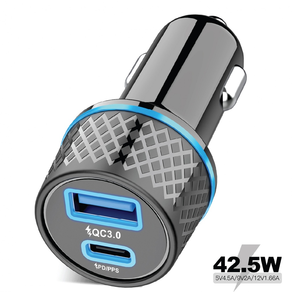 Porodo Dual-Port Car Charger with QC 3.0 22.5W and PD 22W