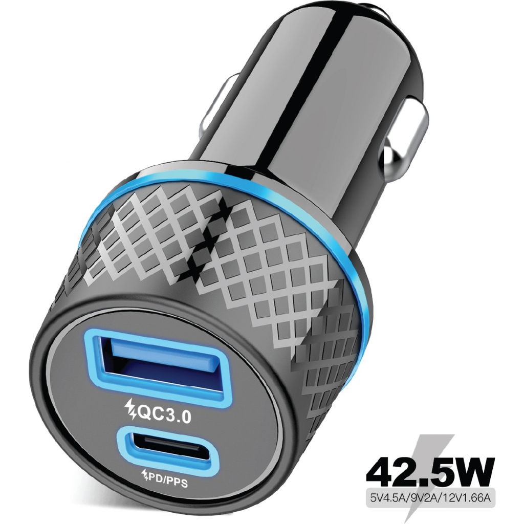 Porodo Dual-Port Car Charger with QC 3.0 22.5W and PD 22W