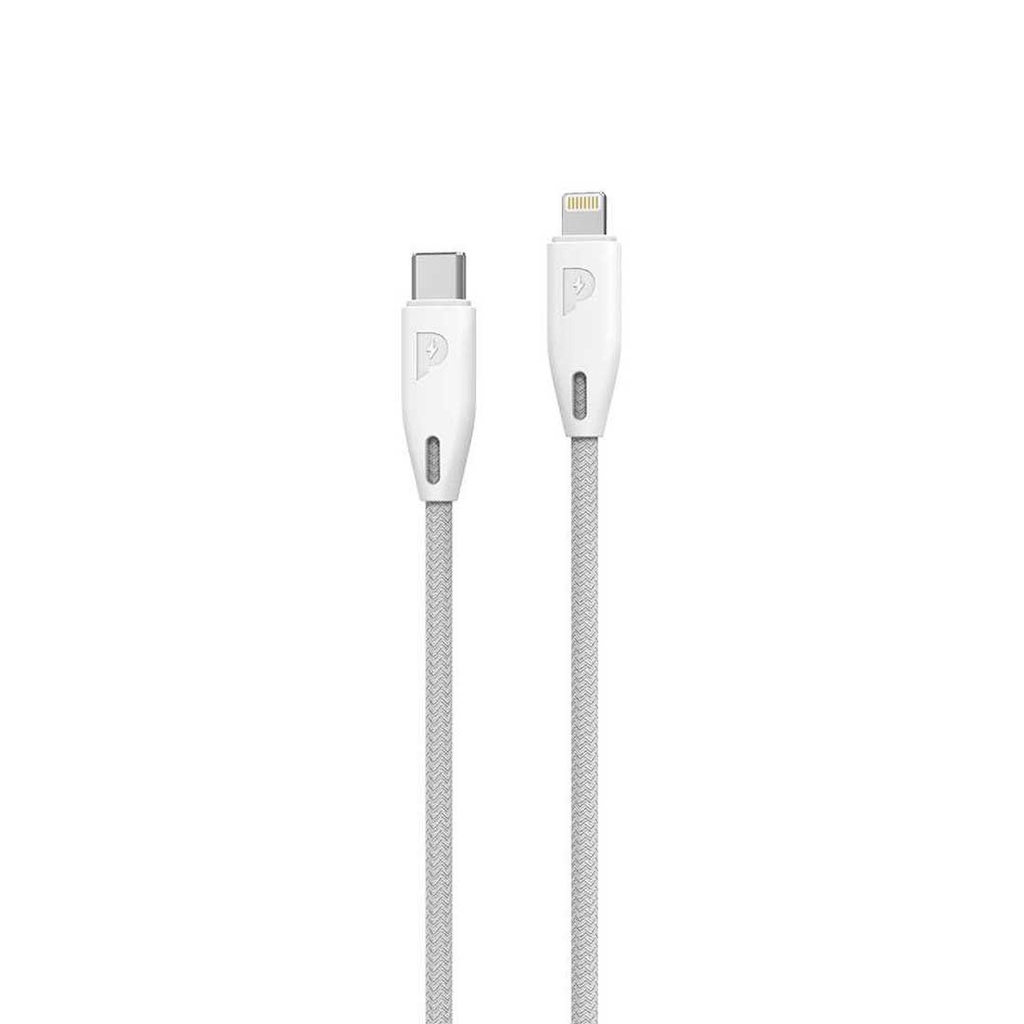 POWEROLOGY BRAIDED USB-C TO LIGHNING 2M WHITE