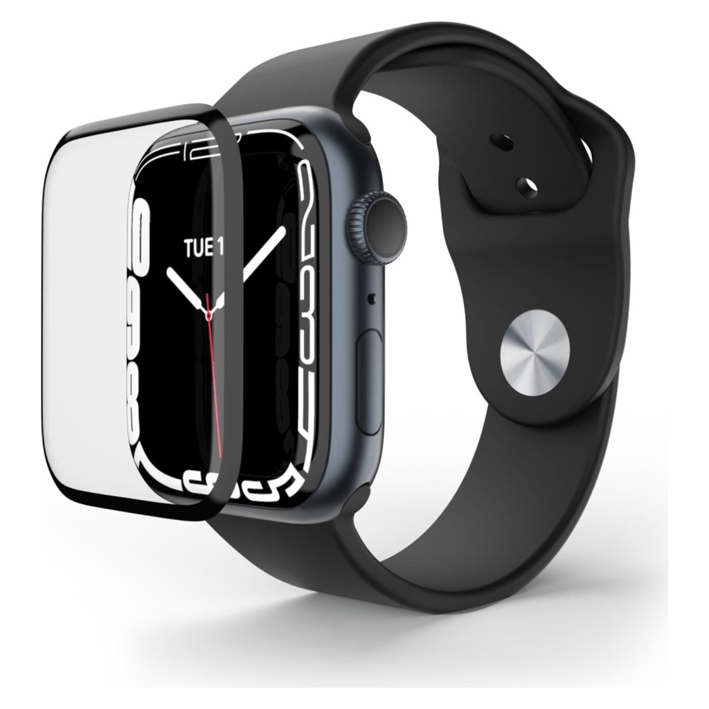 واقي شاشة جرين ليون زجاجي ثلاثي الأبعاد عالي الوضوح لـساعة آبل 45mm – أسود