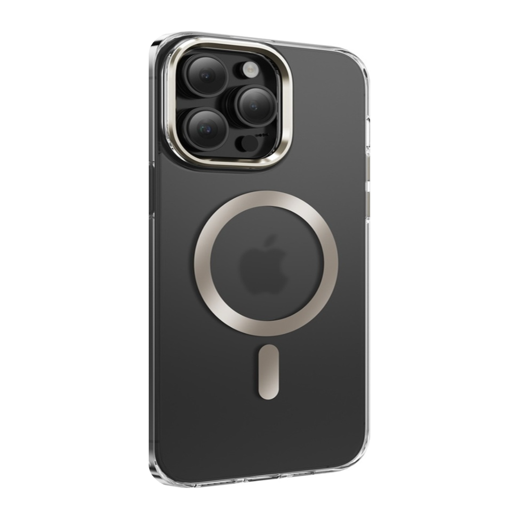 Green Lion Matte MagSafe Case with Metal Camera Ring & Buttons for iPhone 15 Pro – Gold