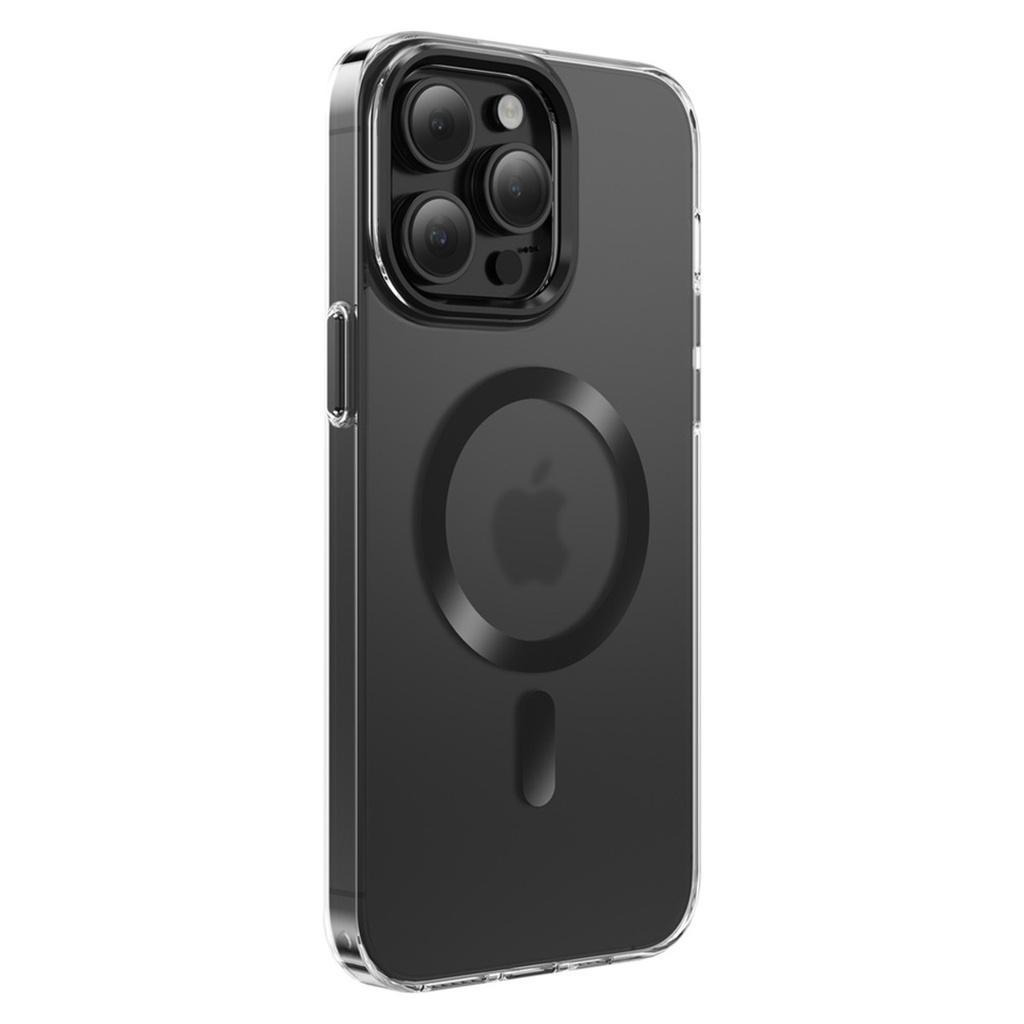 Green Lion Matte MagSafe Case with Metal Camera Ring & Buttons for iPhone 15 Pro Max – Black