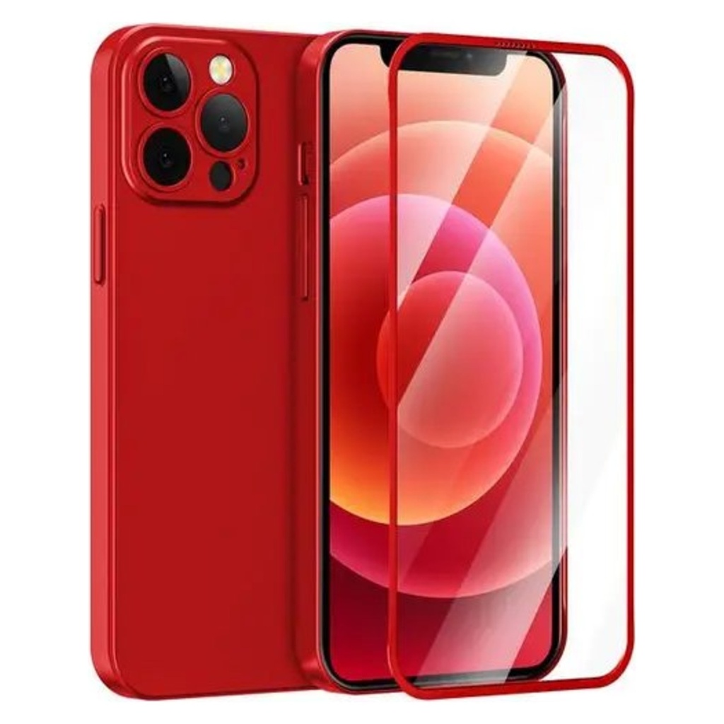 Green Lion Carcasa 360° Plus Phone Case with HD Glass for iPhone 12 Pro – Red