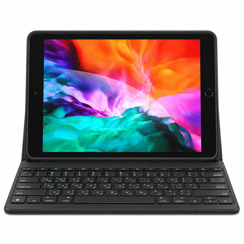 غطاء Green Lion جلد فاخر مع لوحة مفاتيح لاسلكية لـ iPad 10.2" (الجيل 7/8/9) (عربي/إنجليزي) – أسود