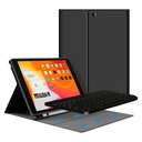 غطاء Green Lion جلد فاخر مع لوحة مفاتيح لاسلكية لـ iPad 10.2" (الجيل 7/8/9) (عربي/إنجليزي) – أسود