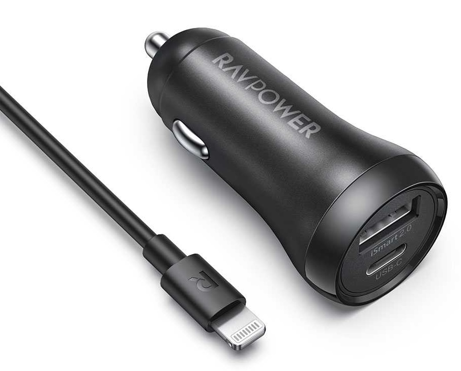 RavPower RP-VC015 PD 30W Car Charger Combo Black