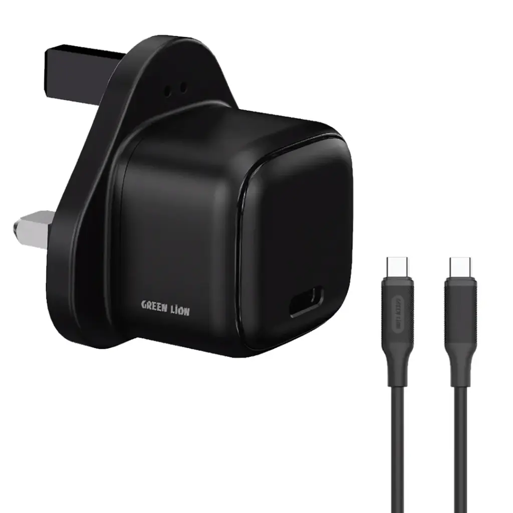 Green Lion Nexio Single Port Wall Charger Uk Plug 20W 1C C To C - Black