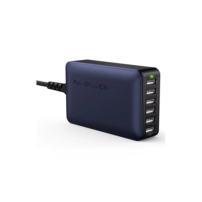 راف باور شاحن مكتبي سريع بستة منافذ USB