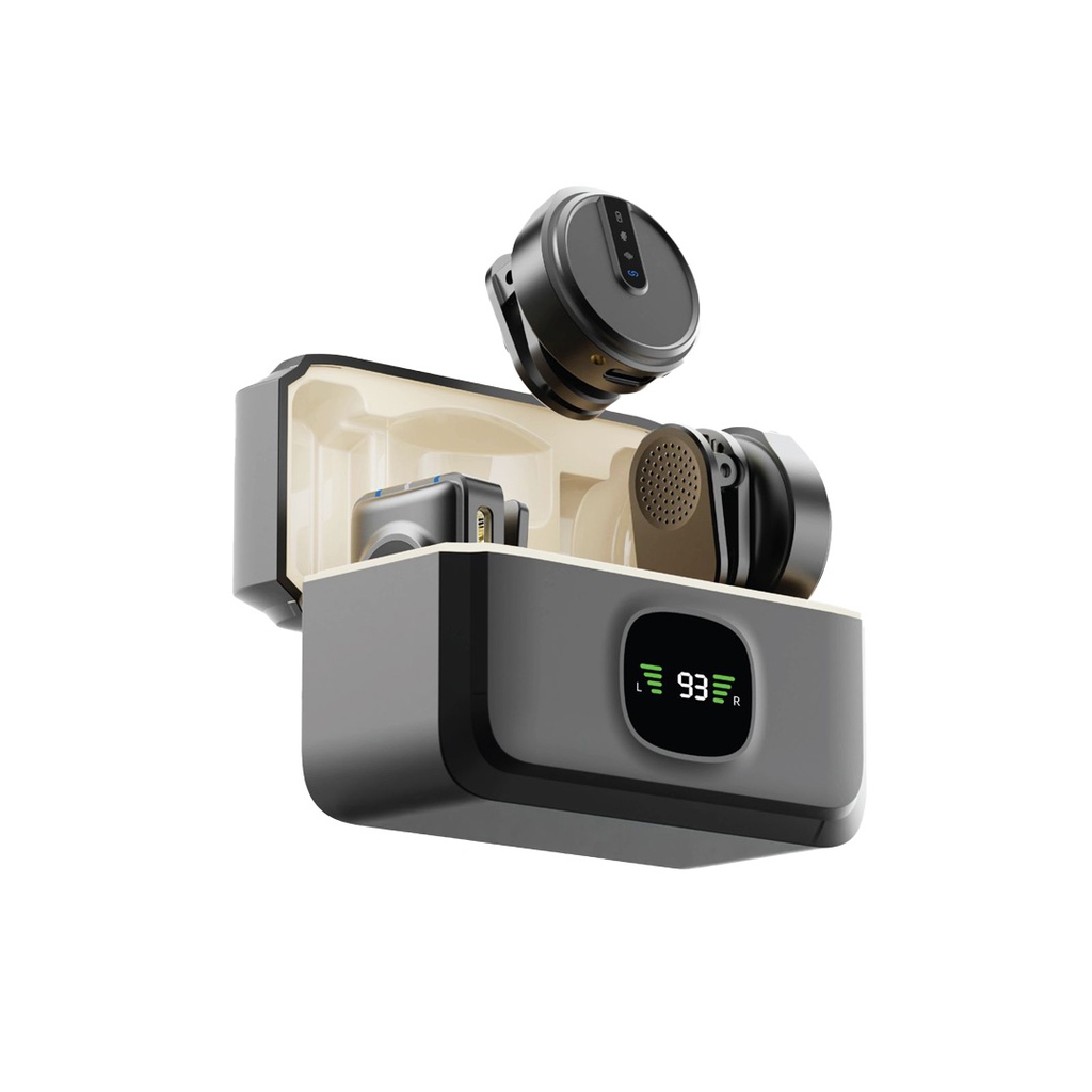 Green Lion GLM-Wireless Mic Lit with Type-C & Lightning Cable & 3.5mm Camera Aux - Black