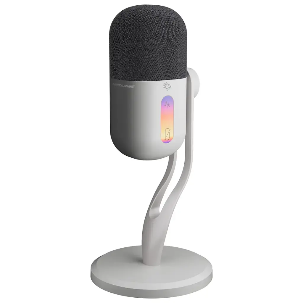 Porodo Gaming Elyx RGB Condenser Microphone with Noise Surppress Button - White