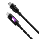 Porodo LED Braided USB-C to Lightning Charging & Data Cable - Black