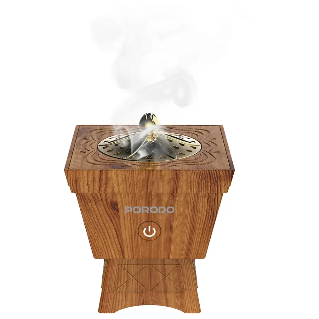 Porodo Lifestyle Classic Wood-Finish Portable Incense Burner - Brown