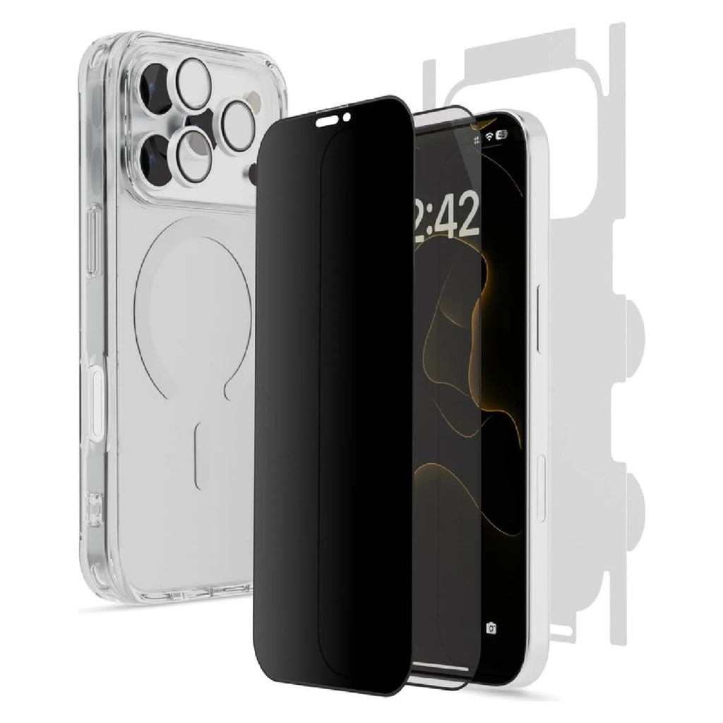 Porodo 5-in-1 Protection Pack for iPhone 17 Pro Max – Clear