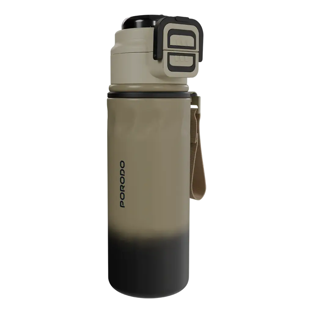 Porodo Lifestyle Powersip Sports Water Bottle with Strap Handle - Beige