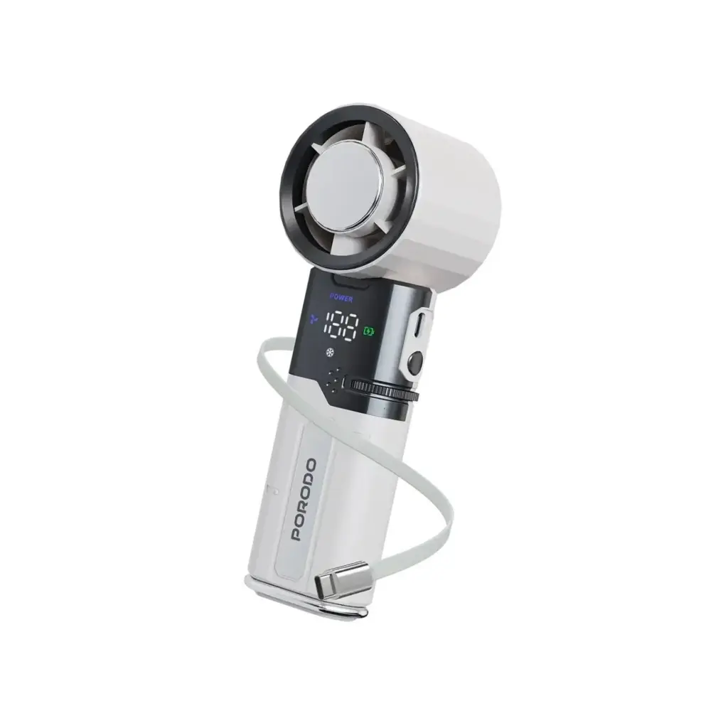 Porodo Lifestyle Chillo Plus Rechargeable Ice Cooling Fan - White