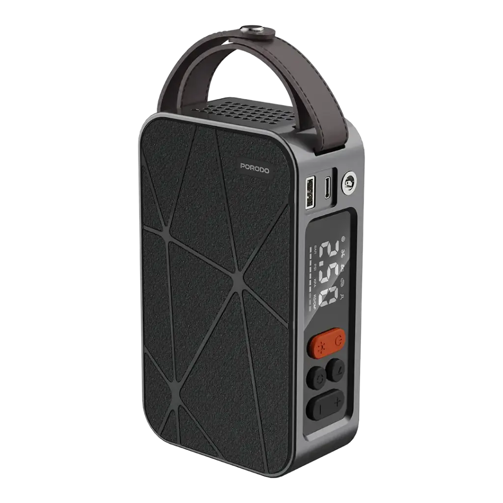 Porodo Flator 4000mAh Car Tire Inflator with Pressure Display - Black