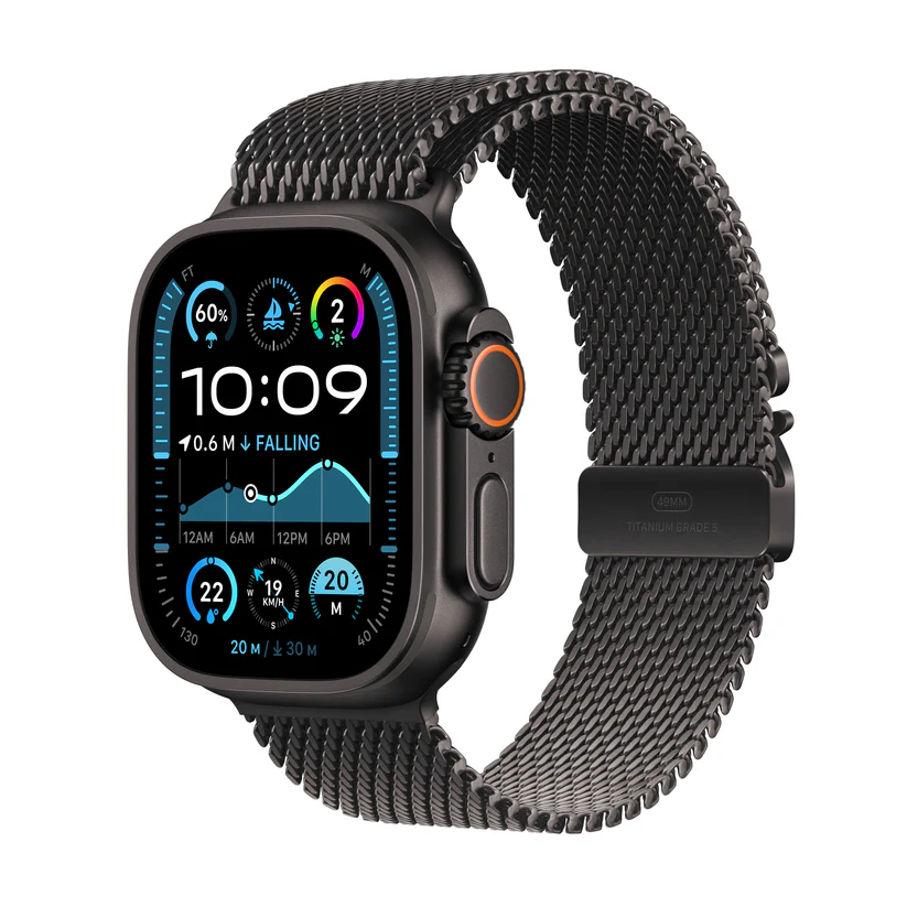 Apple Watch Ultra 2 GPS + Cellular 49mm – Black Titanium with Black Titanium Milanese Loop (M)