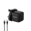 Pawa Pocketlite Travel Charger Type-C Includes Braided USB-C to USB-C Cable - Black