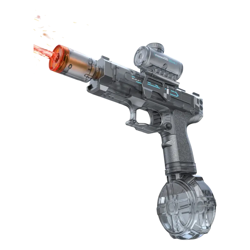 Porodo Blue Auto-Firing Electric Water Gun with Built-In Water Reservoir - Grey
