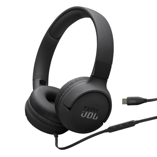 JBL Tune 520C USB-C Wired Headphones – Hi-Res Audio, JBL Pure Bass, 3-Button Remote, Comfortable Fit – Black