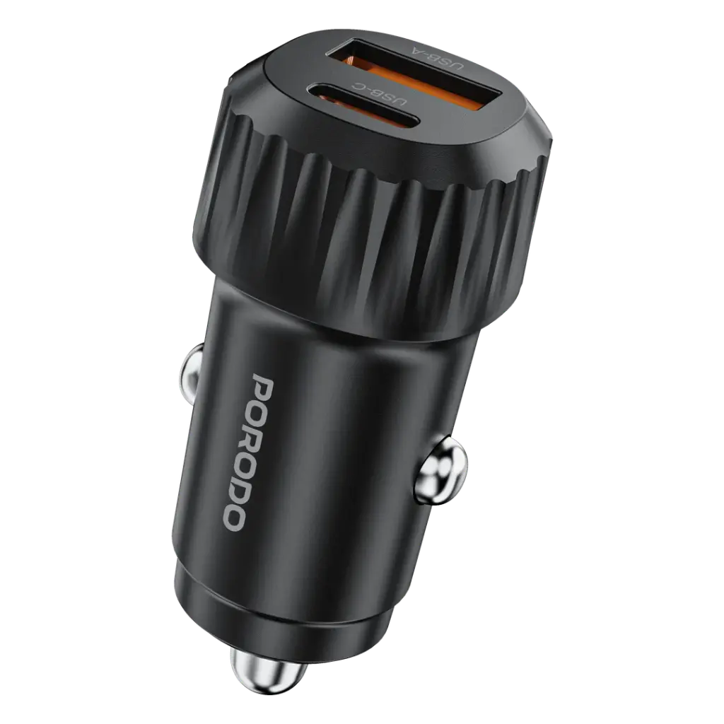 Porodo Electro 60W Dual-Port Car Charger with USB-C to USB-C Cable