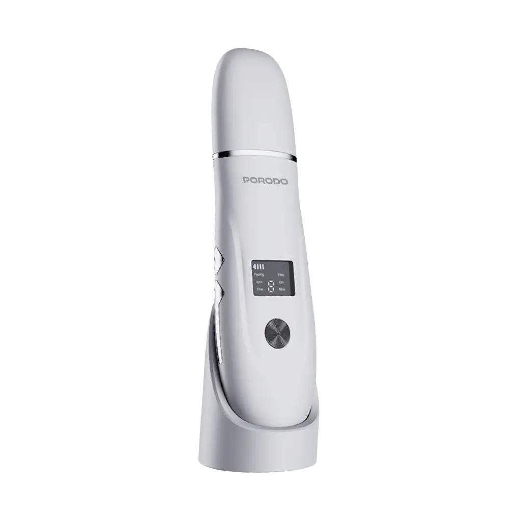 Porodo Ultrasonic EMS Skin Scrubber with LCD Screen - White