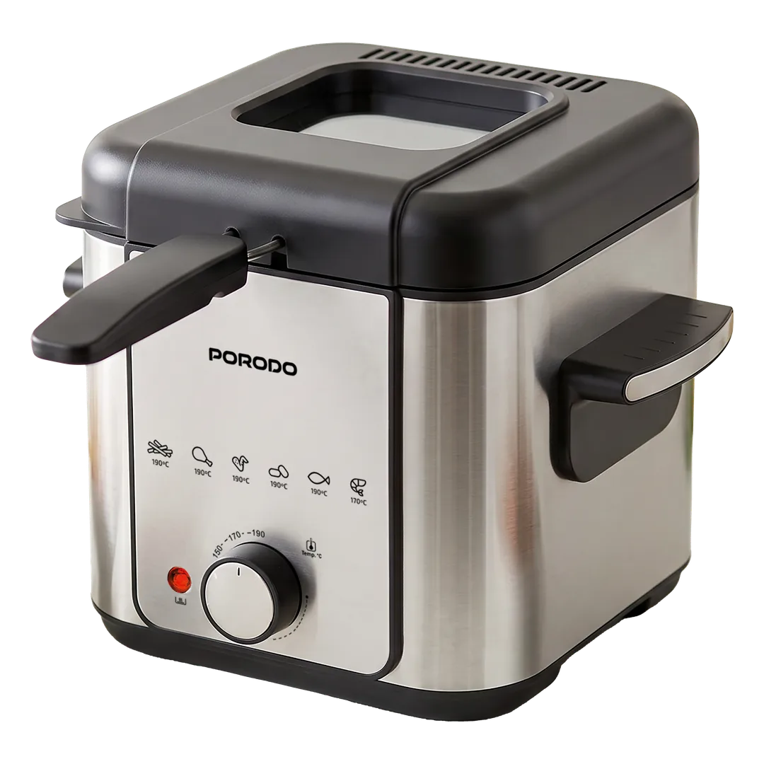 Porodo Lifestyle Crispo 1.5L Electric Deep Fryer - Silver & Black