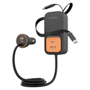 Porodo Enzo Multi-Port Car Charger with Dual 70cm Retractable Cables