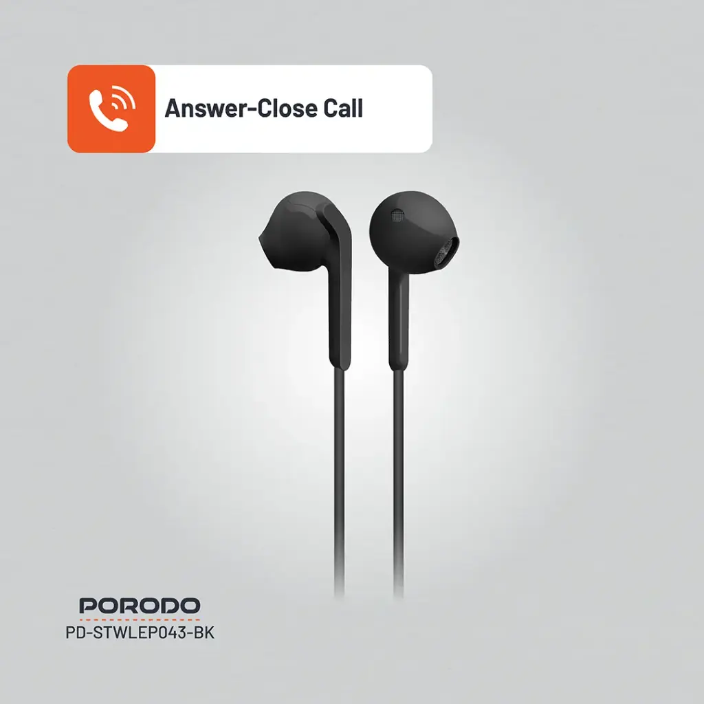 Porodo Soundtec 14mm Metal USB-C Earphones - Black