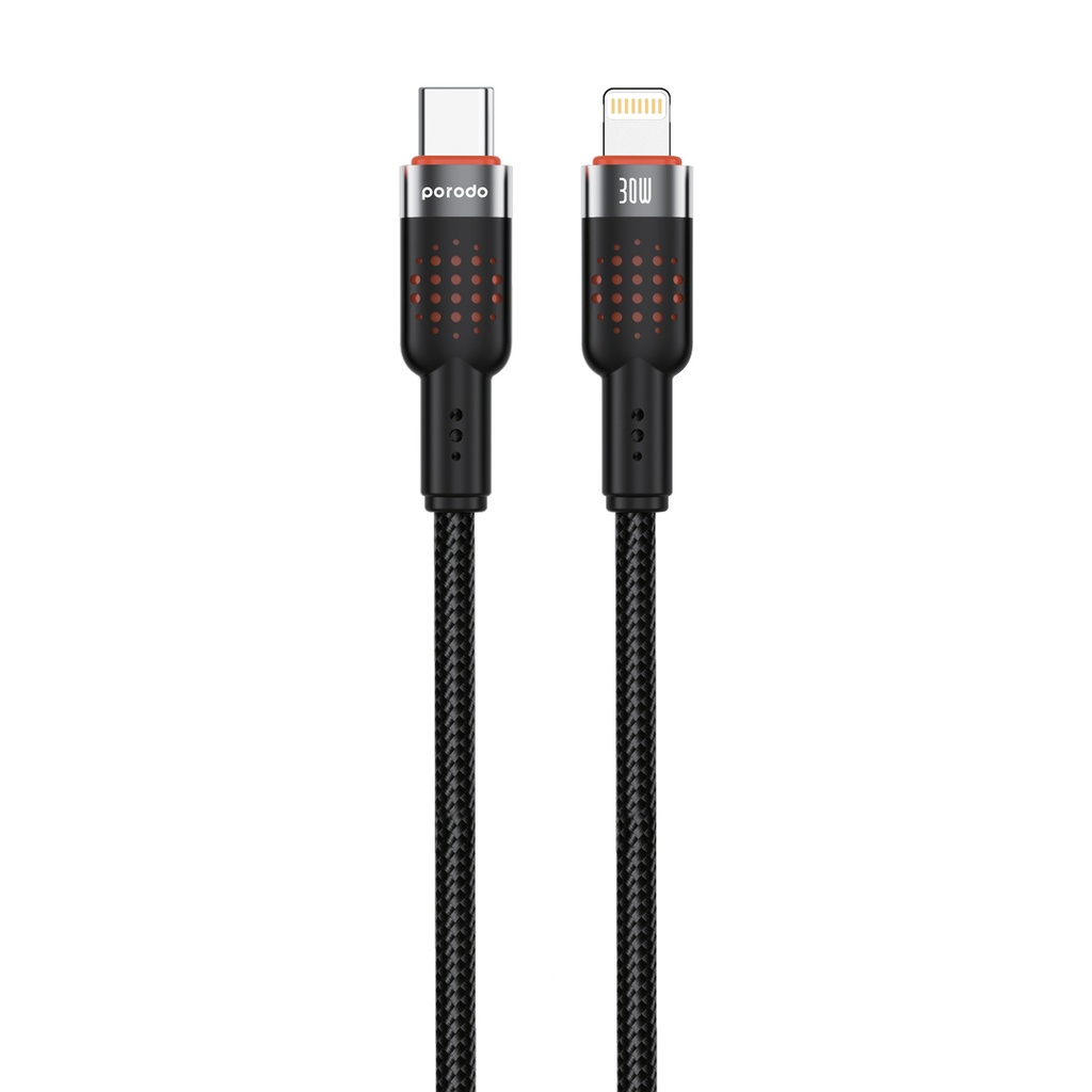 Porodo Aluminium Braided USB-C to Lightning Charging Cable