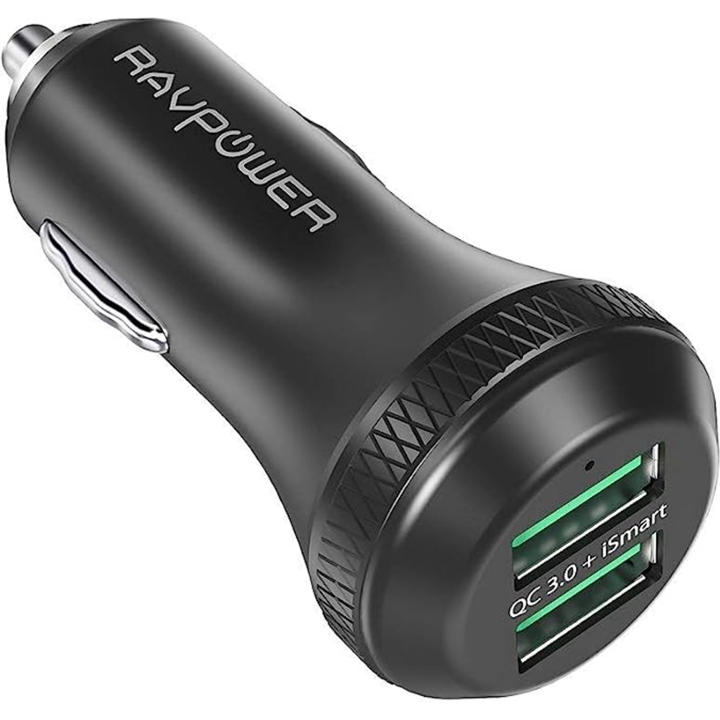 شاحن سيارة RAVPower بقدرة 36 واط بمنفذي USB وتقنية QC 3.0 وiSmart