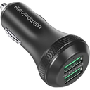 شاحن سيارة RAVPower بقدرة 36 واط بمنفذي USB وتقنية QC 3.0 وiSmart