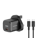 Porodo PD 20W UK Charger with USB-C to USB-C Cable – Black