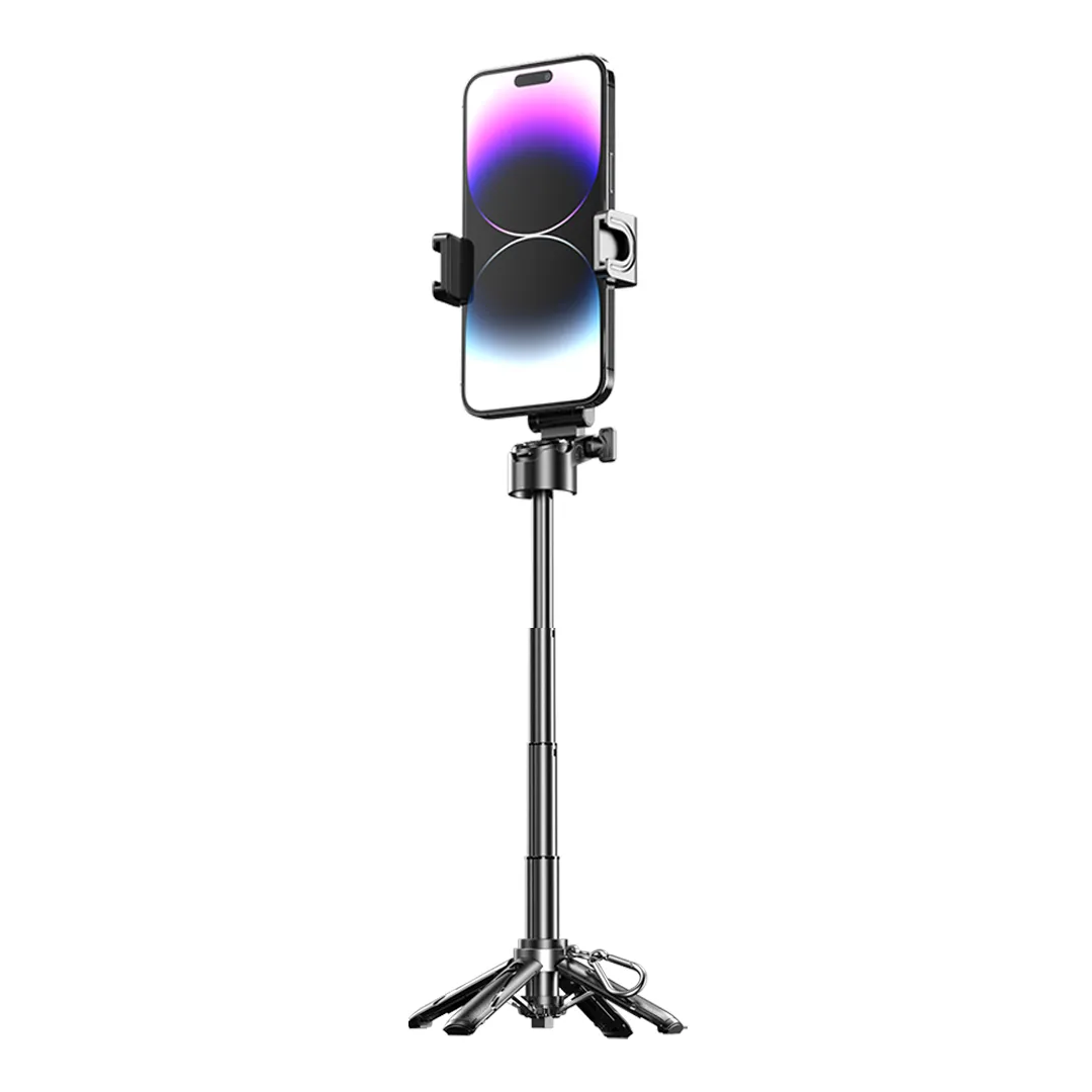 Porodo Foldable Selfie Stick with Extendable Tripod – Black